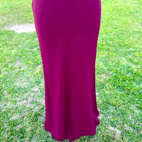 Long Burgundy Gown with Beautiful Crystal Butterfly Embellishment on back - Picture 5 of 8